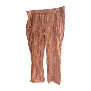 Sonoma Orange Striped Linen Blend Drawstring High Rise Pants Womans Size 2XL
